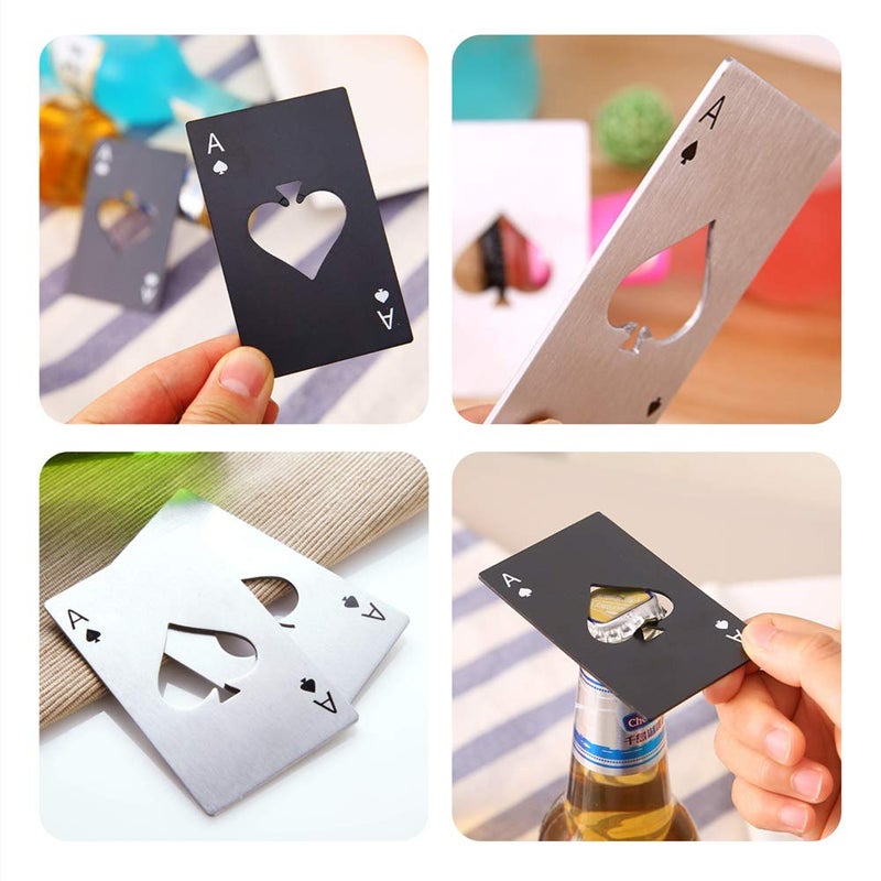 Airoads Ace Of Spades Bottle Opener Credit Card Size Pocker Cap Opener Portable Stainless Steel Can Opener (2 Pack Black & Silver) - Image 4